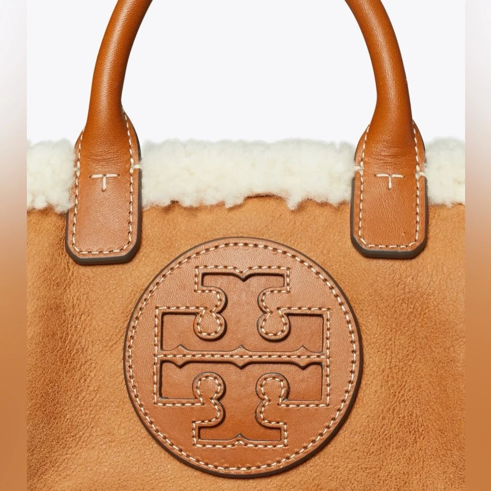 Tory Burch Ella Mini Leather & Shearling Tote. - Picture 7 of 14